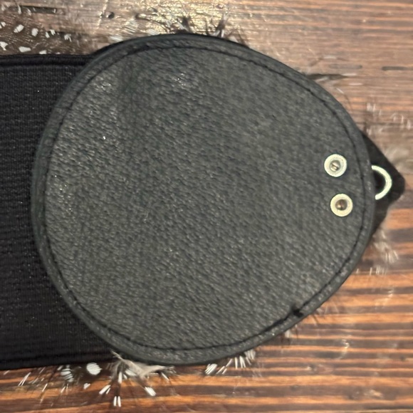 Peacock Feather Wide Stretch Black Boho Waist Front Clasp Belt Size Small - Picture 7 of 7